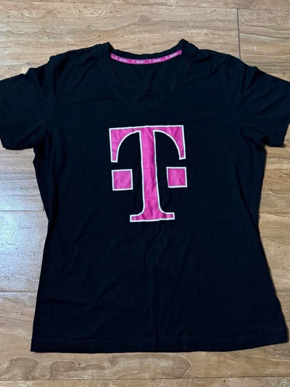 Black Tee with Pink Logo - Women’s Short Sleeve Top